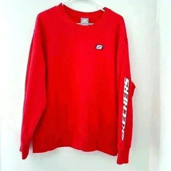 Skechers Men's‎ Heritage Crewneck Pullover Sweatshirt Unisex Red Sz Large - Picture 1 of 9